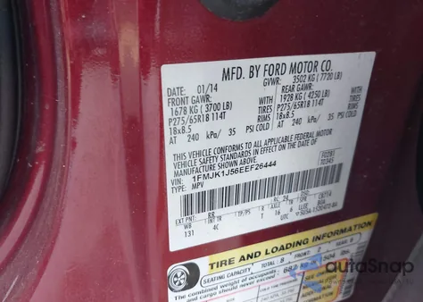 2014 Ford Expedition El Xlt z USA, uszkodzony, nr VIN 1FMJK1J56EEF26444